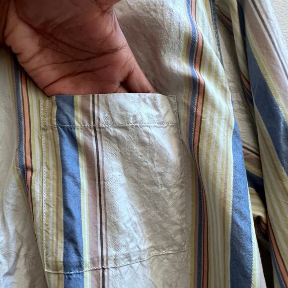 Tommy Bahama Men's Long Sleeve Button Up 100% Silk Shirt Lg Strip Blue Vacation - Picture 4 of 9